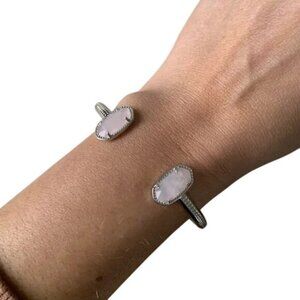 Kendra Scott Elton Silver Cuff Bracelet in Rose Quartz